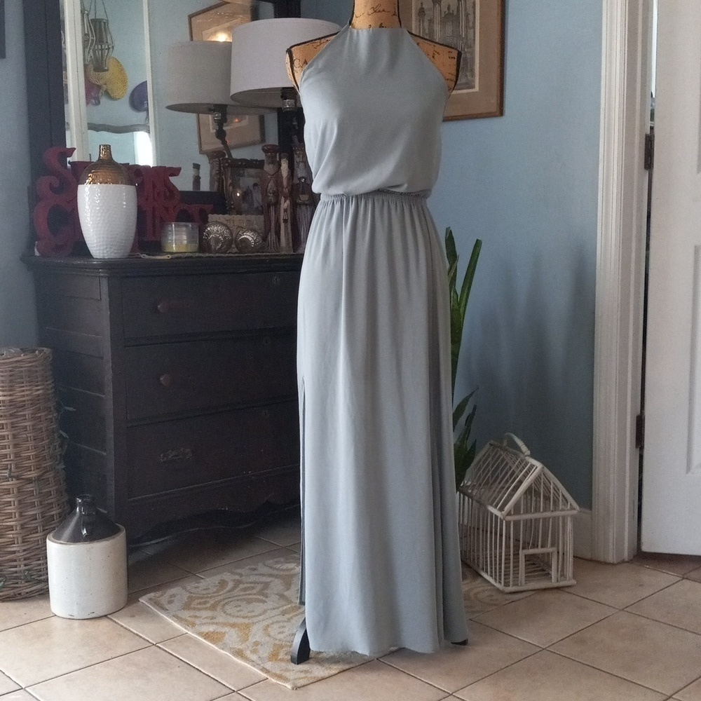 Show Me Your Mumu Heather Halter Maxi Dress Silver Sage Bridesmaid Wedding Small - Picture 2 of 16